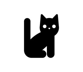 Cat icon. Vector black cat silhouette illustration.