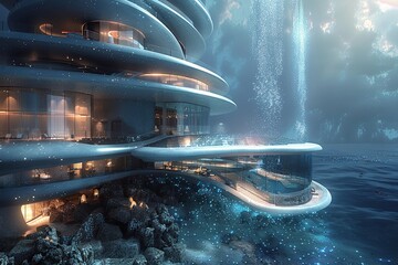 Bioluminescent Illuminate: Cutting-Edge Underwater Hotel with Transparent Domes