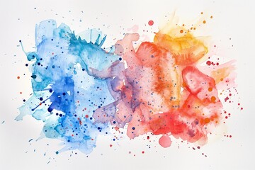 Vibrant watercolor splash in a spectrum of colors on white background