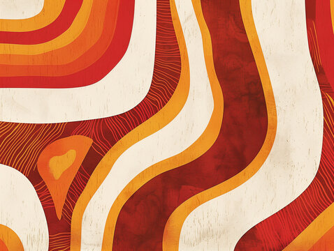 Motif avec des ondulations ou rayures verticales blanches et rouge, style ethnique africain