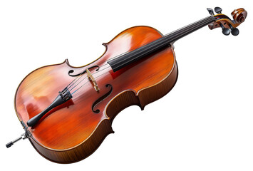 Fototapeta premium Vintage cello with a bow isolated on transparent background