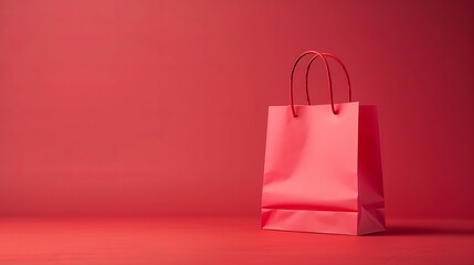 pink paper bag on a melon background - obrazy, fototapety, plakaty