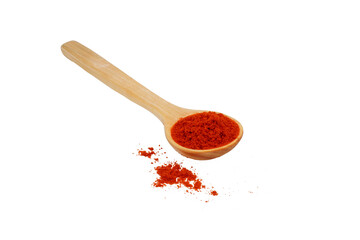 A spoon of red chili powder spice isolated transparent