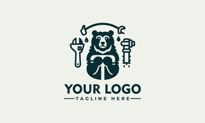 Bear Plumbing Vector Logo Design vector polar bear logo