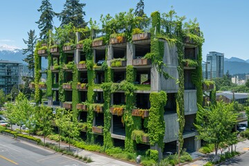 Lush Green Forest Garage: Nature Meets Concrete Delight