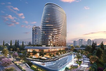 Luxury Apartments with Community Center: Resplendent Residential Skyscraper