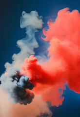4th of July celebratory background, smoke, blue and red