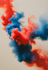 4th of July celebratory background, smoke, blue and red