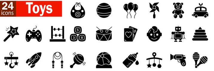 Toys icon set. children toys ions collection, vector illustration