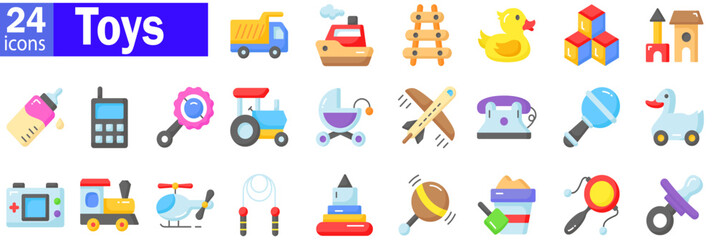 Toys icon set. children toys ions collection, vector illustration