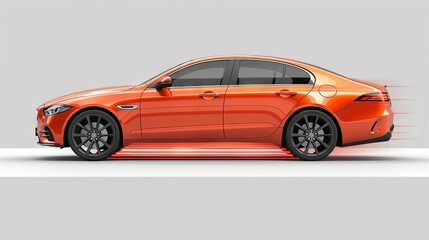 Fototapeta premium Red Sports Car with Deployed Airbags Illustration on a Gray Background