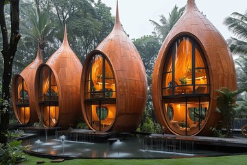 Biomorphic Oasis: Eco-Friendly Sanctuary with Cascading Water Features