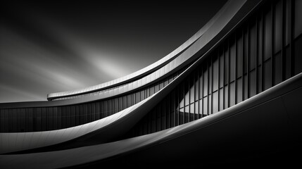 Sweeping Elegance: Monochrome Architectural Study of Curved Lines and Dramatic Lighting