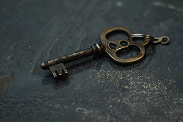 A single key on a plain black keychain.