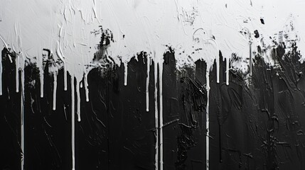 Dripping paint in shades of black and white creates a gritty texture.