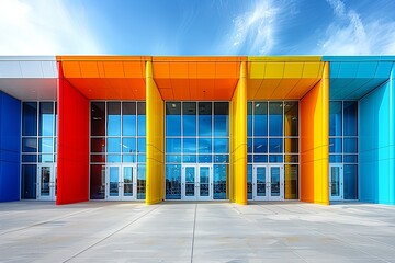 Geometric Facades Galore: Art Deco Office Building Design with Bold Colors