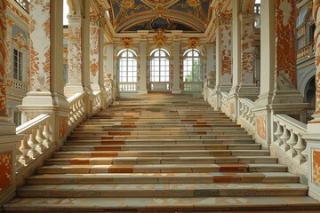 Baroque Splendor: Town Hall with Ornate Facades and Grand Staircases