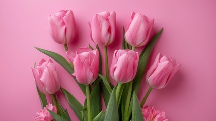 Illustration Happy Mother's Day. Mother's day greeting card with beautiful pink tulips. Ai generated