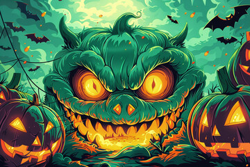 image illustration: halloween green color monster.
