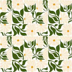 Floral abstract background. Modern trendy Matisse minimal style. Floral pattern design.