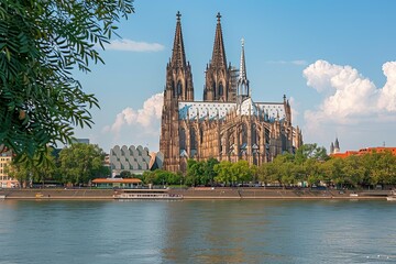 Obraz premium Gothic Cathedral Of The Sky: Spires And Stained Glass Majesty