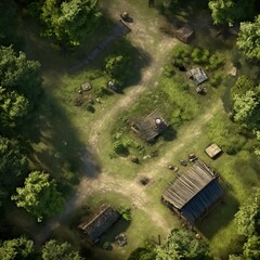 DnD Battlemap forest, bandit, camp, hidden, woods, deep