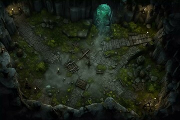 DnD Battlemap goblin, cave, hidden, underground, treasures, lair