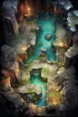 DnD Battlemap crystal, garden, cave, entrance, mystical, underground