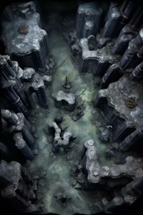 DnD Battlemap mystery, underground, location, cavern, forgotten, hidden