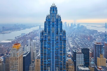 Fototapeta premium Heavenward Majesty: Neo-Gothic Skyscraper of Ornate Spires