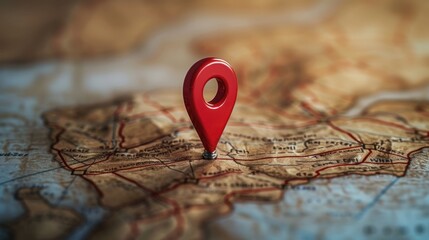 Illustration of location with red pin on map. Concept of gps navigation, discovery and transportation.Ai generated