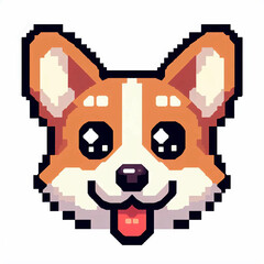 Pixel corgi dog face icon logo