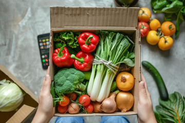 Person Holding a Box Full of Vegetables