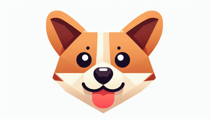 Origami happy corgi dog face icon logo
