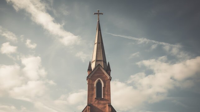 church steeple and clouds