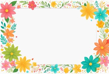 Festive Illustrated template with flowers, space for text and a light background	