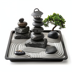 Arranging Zen Gardens Visualized on a Pearl White Background