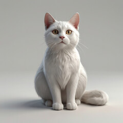 3D White Cat Model