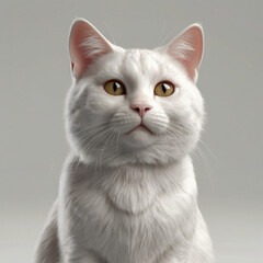 3D White Cat Model