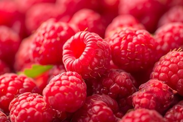 Fresh and sweet raspberries background