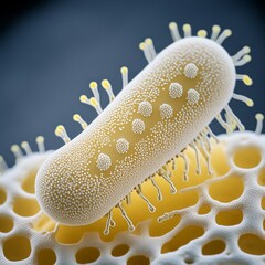 3d rendered illustration of a bacteria. Bacteria under a microscope. Microbiology. Science. 