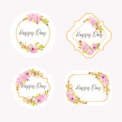floral labels with pink colour design