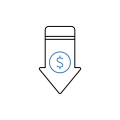 price down concept line icon. Simple element illustration. price down concept outline symbol design.