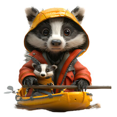 An adventurous badger aiding in the rescue of a stranded boater.