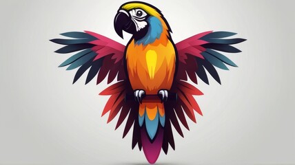Obraz premium colorful parrot minimalist logo with a white background