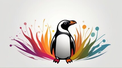 Fototapeta premium funny colorful African Penguin minimalist logo