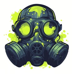 Mask in deadly toxin on a white background 2D logo