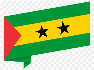 Sao Tome and Principe flag wave isolated on png or transparent background vector illustration.