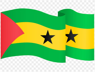 Sao Tome and Principe flag wave isolated on png or transparent background vector illustration.