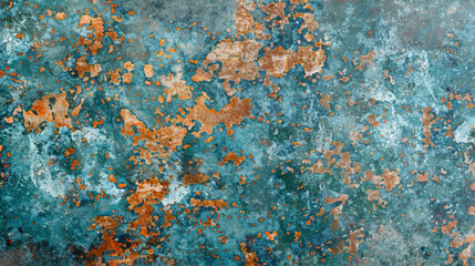 Grunge rusty green blue metal corten steel stone background  wallpaper texture banner panorama.